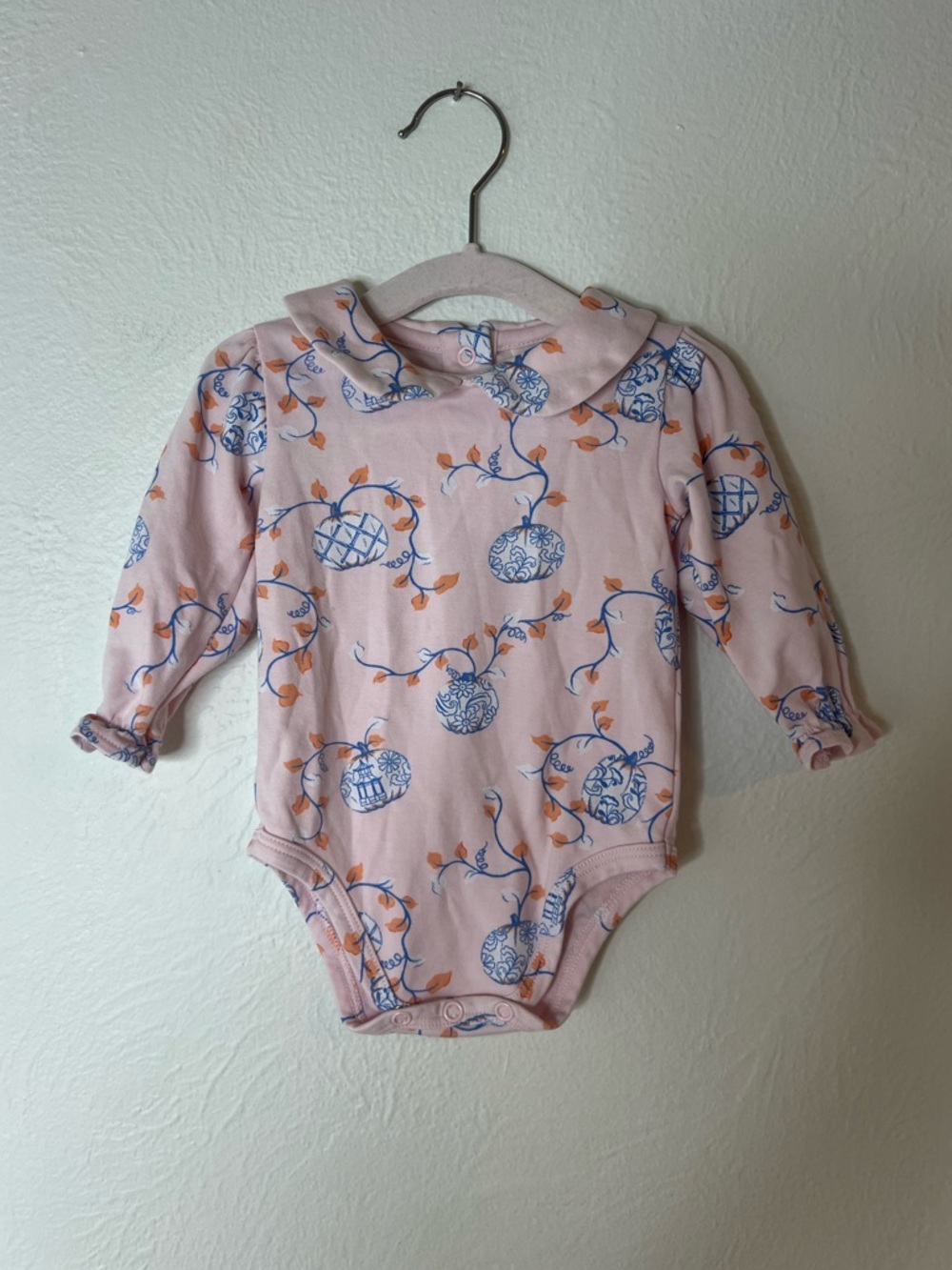 The Beaufort Bonnet Company Pink Floral-Print Baby One-Piece Peter Pan Collar